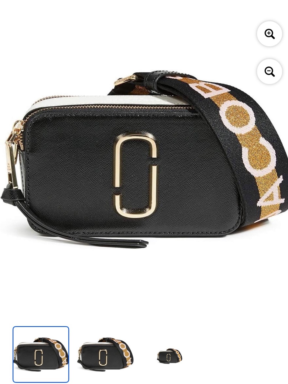 Marc Jacobs Black and White Snapshot Camera Bag with Branded Strap